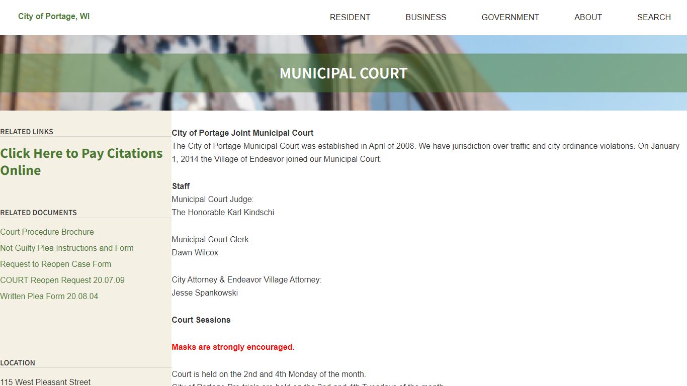 Municipal Court – City of Portage, WI