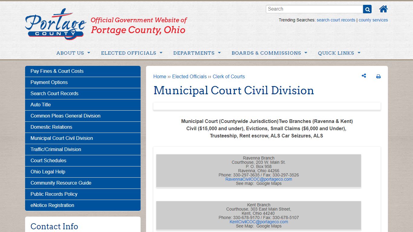 Municipal Court Civil Division | Portage County OH